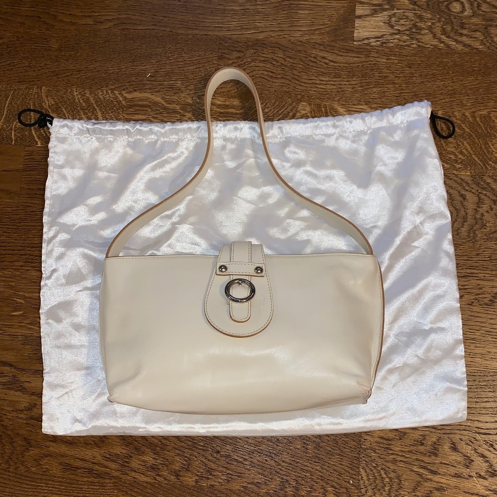 FURLA Cream Italian Leather Shoulder Bag